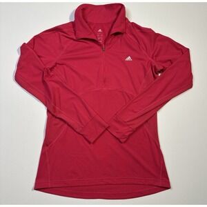 Adidas Climalite Women's Pink 1/4 Zip Pullover Lightweight Sweatshirt Top Size L